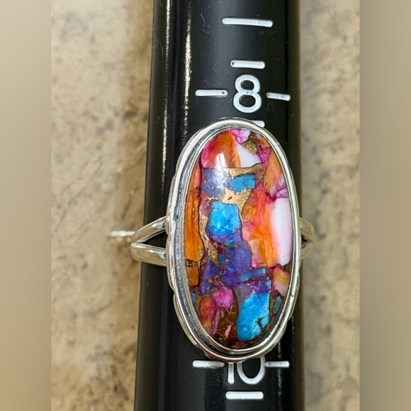 Kingman Pink Dahlia Turquoise in .925 Sterling Silver Setting_Size 9 - Picture 2 of 5